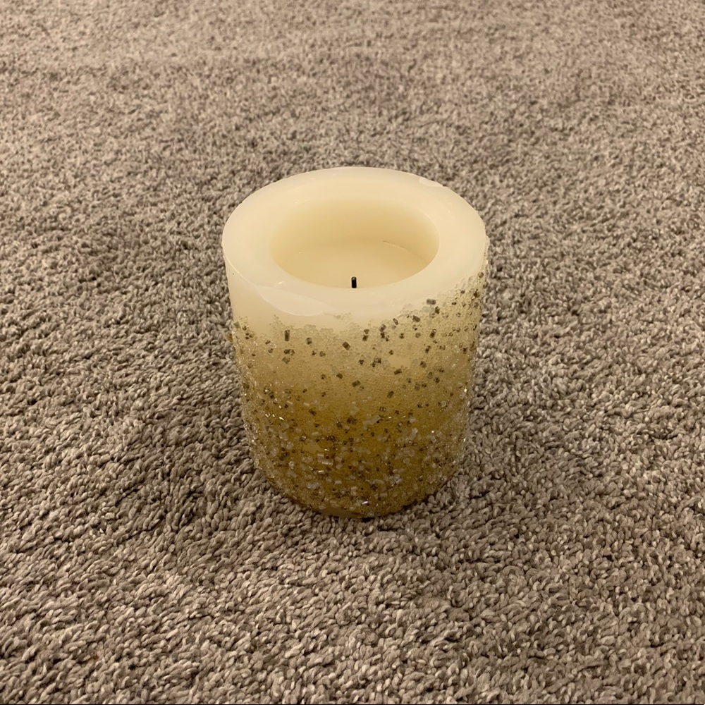 Pottery Barn Beaded flameless Pillar Candle